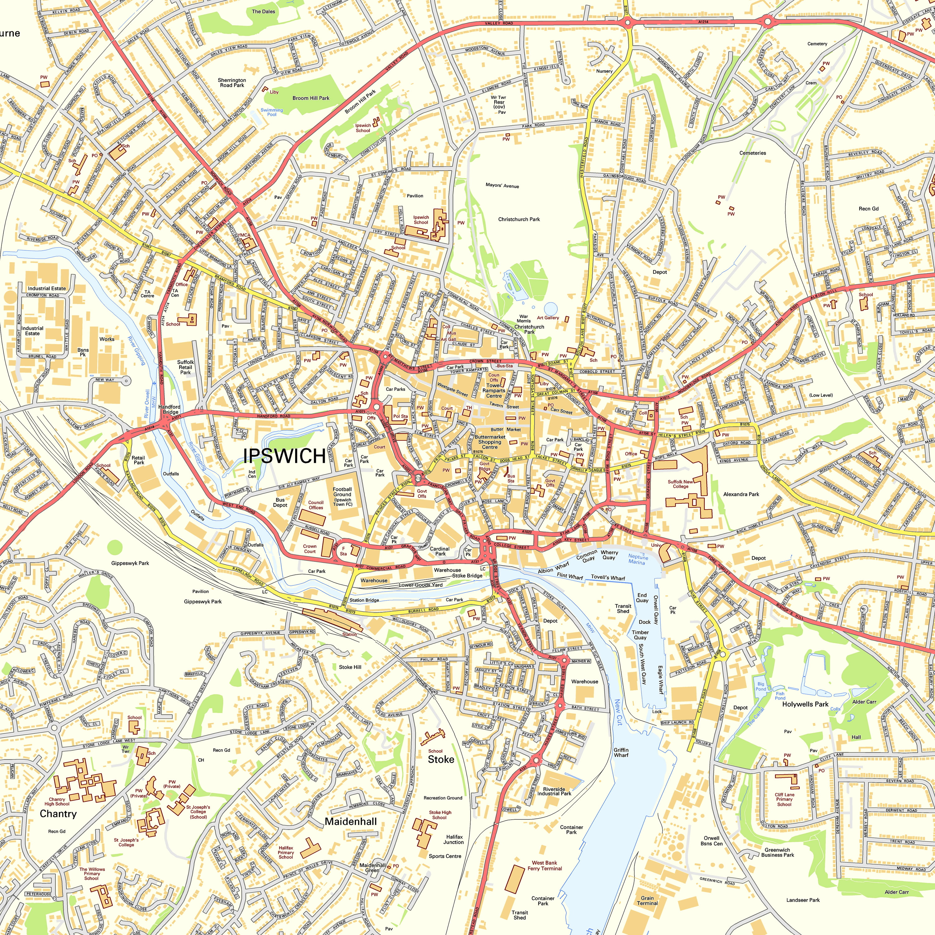 Suffolk Maps Ipswich 