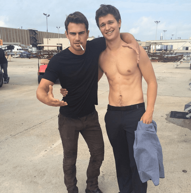 Ansel Elgort Strips Down With Theo James By His Side On The Set Of
