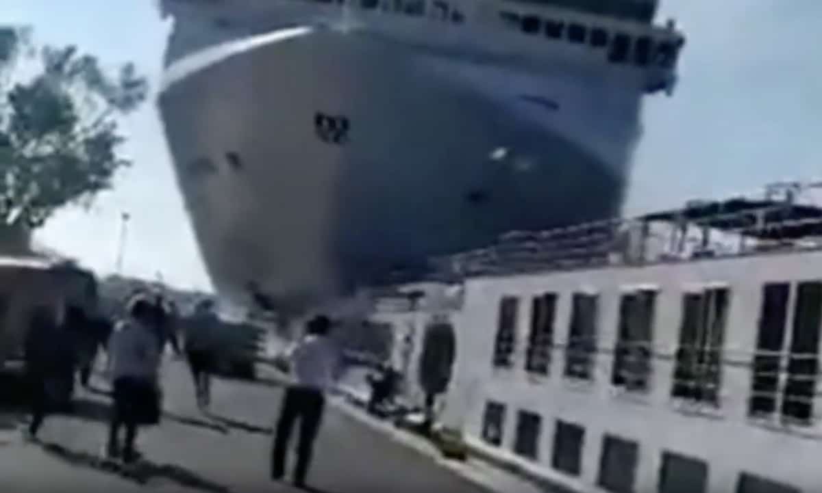 People Run for Their Lives as Cruise Ship Slams Into Dock