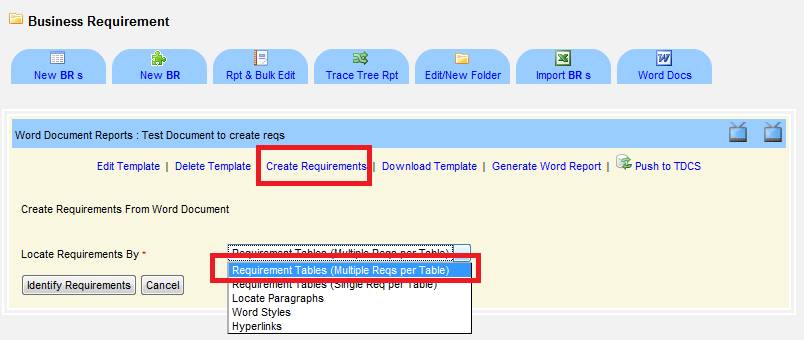 Create The Requirements From The Word Document