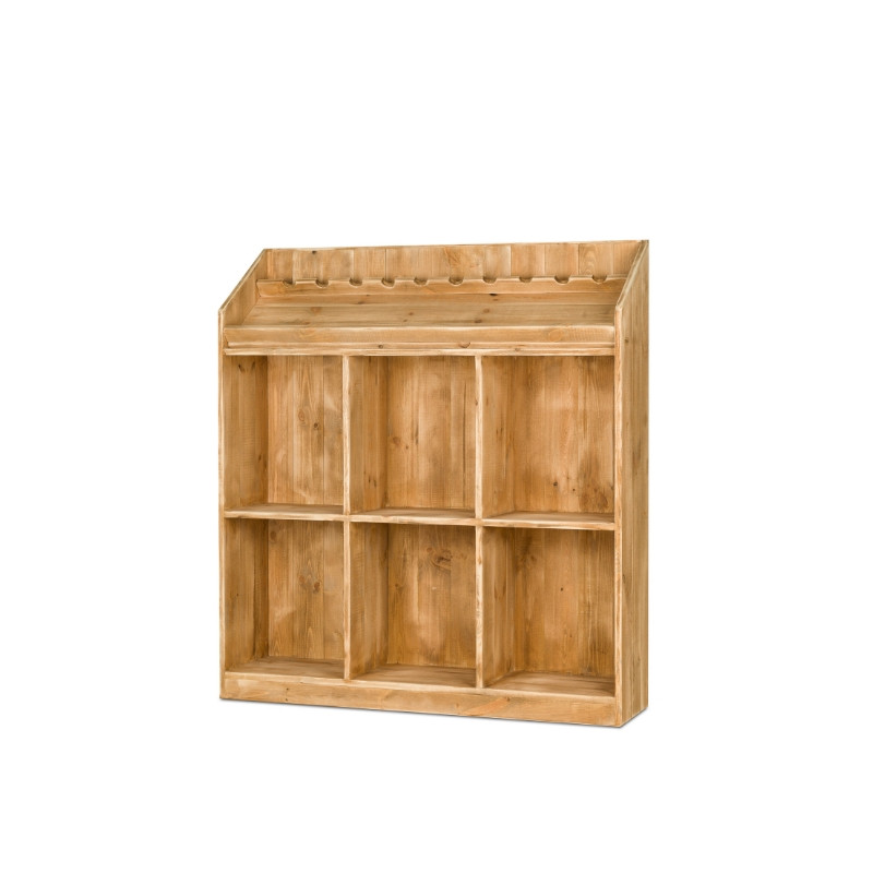 6 Cube Wine Rack Display Solid Wood