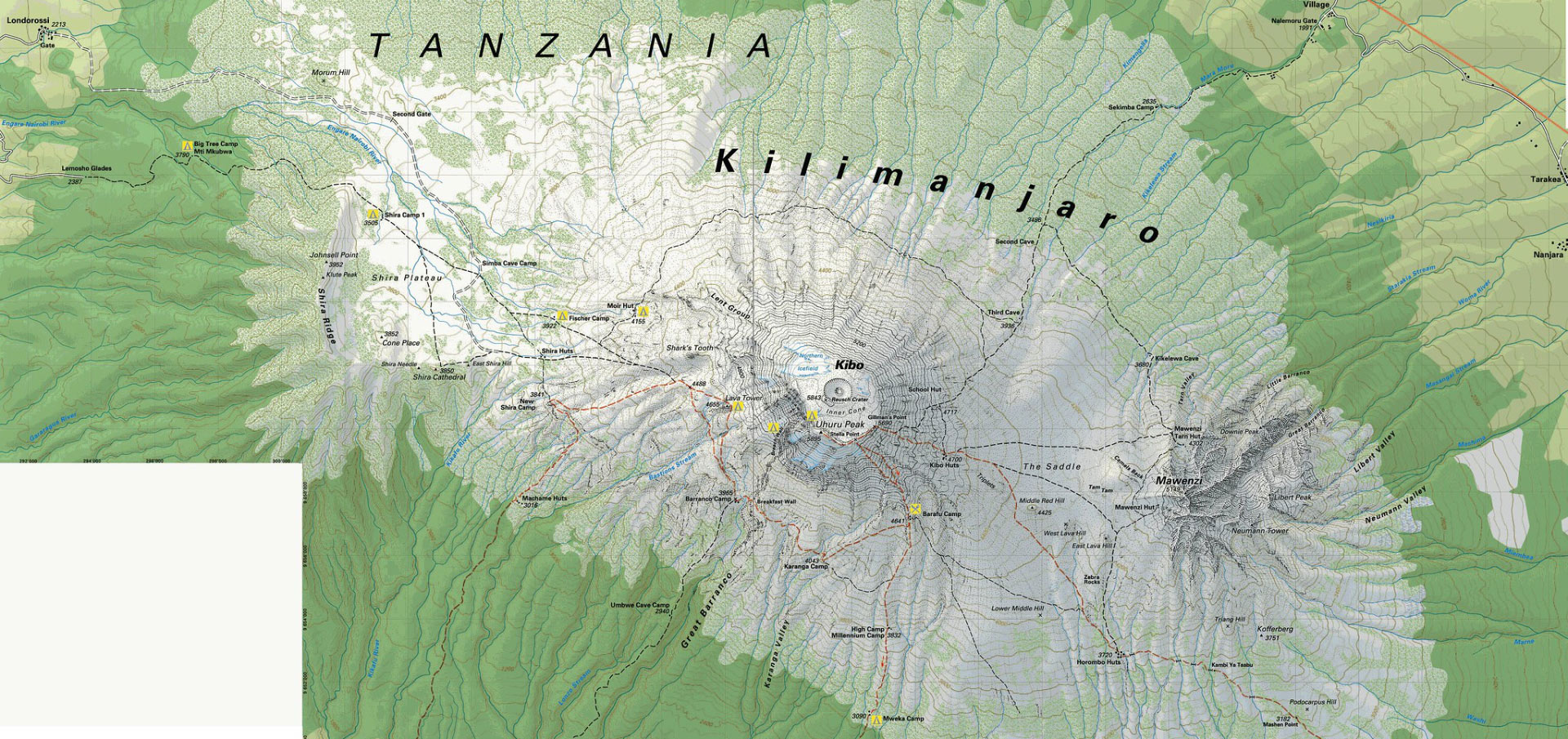Mount Kilimanjaro Map Google Satellite 3D And All Route Maps.