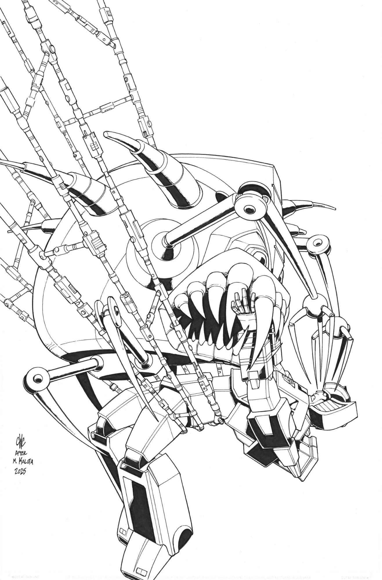 The cover for Transformers REANIMATED issue 83 features a Mecannibal trapping Sunstreaker in his legs with scary teeth and eyes.