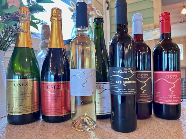 Wine bottles.