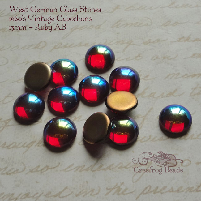 Ruby AB Smooth Glass Cabochons - Treefrog Beads