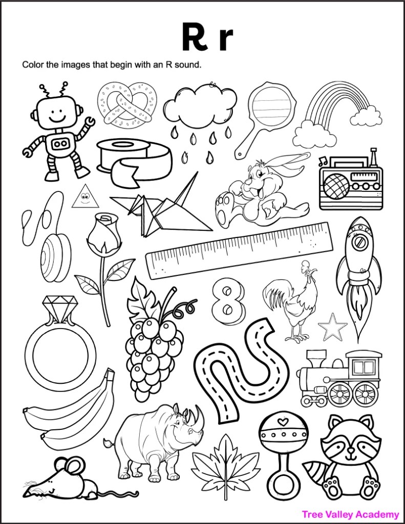 Letter r coloring page