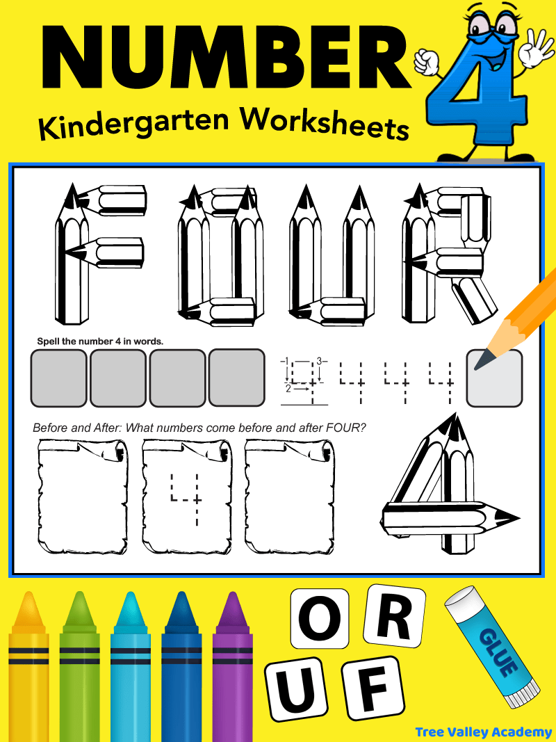 The number 4 worksheet