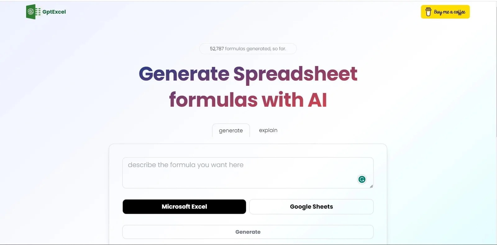 GPT Excel AI Tool Create Spreadsheet Formulas with AI For Free
