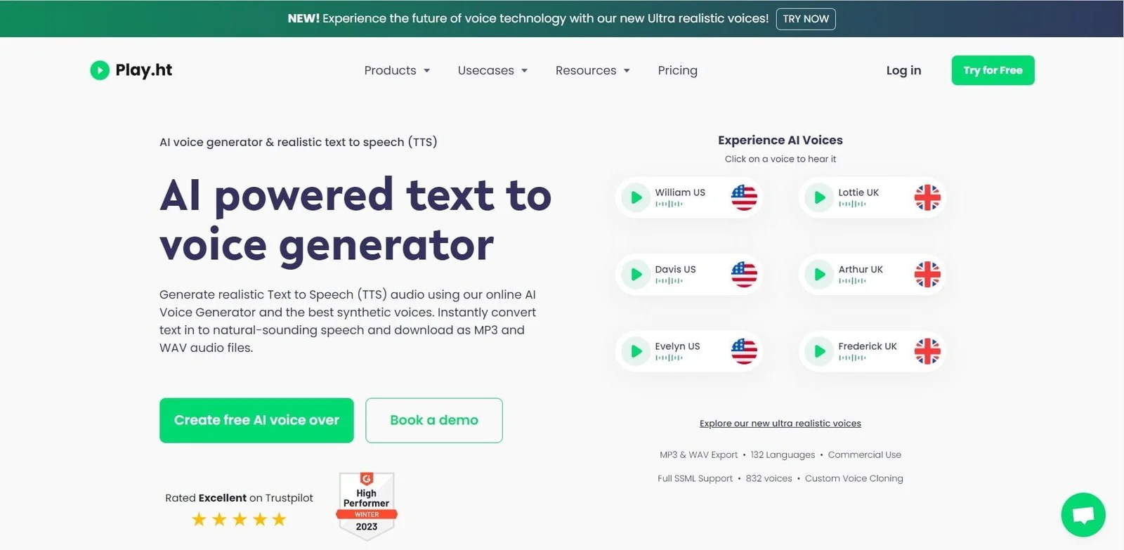 Play.ht - AI Voice Generator & Text to Speech - Trending AI Tools