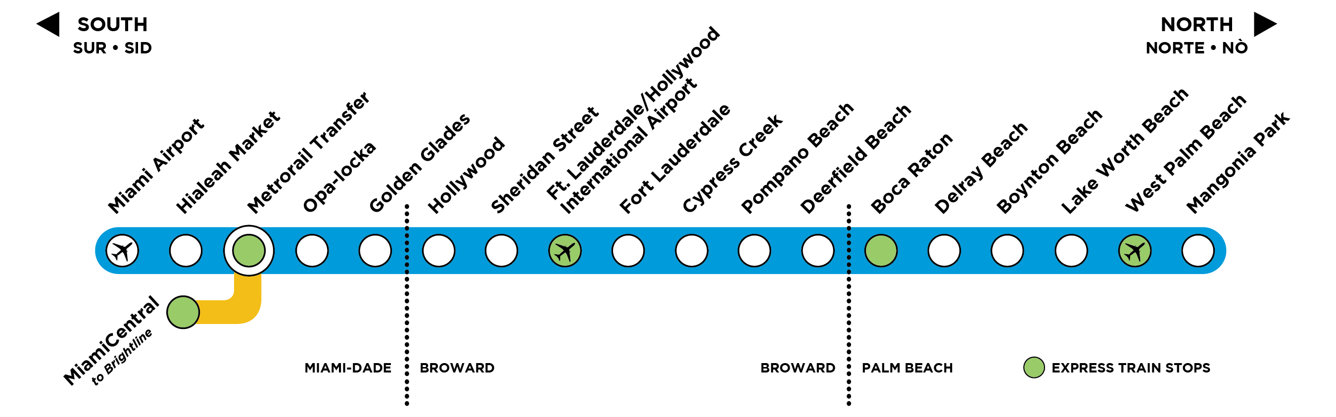 Tri Rail South Florida Regional Authority System Map.