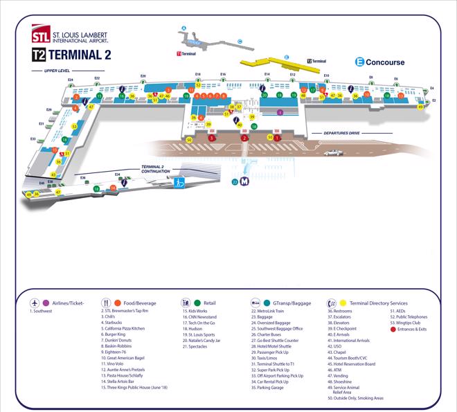 Lambert St Louis Airport STL Terminal Maps Shops Restaurants Food E Upper Small.