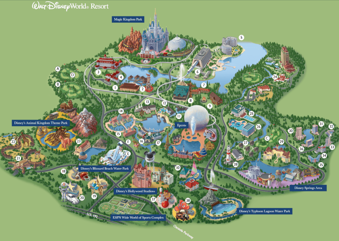 Walt Disney World Resort Map Disney World Map IPJO Map Walt Disney 