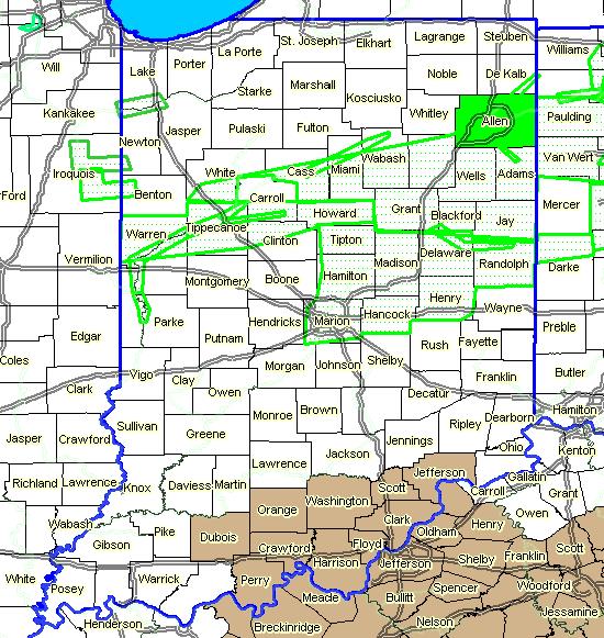 East Central Indiana Map East Central Indiana Weather