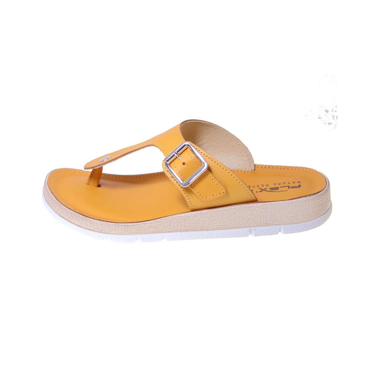  Flexis 3006 Γυναικεία Δερμάτινη Παντόφλα Μουσταρδί 2026