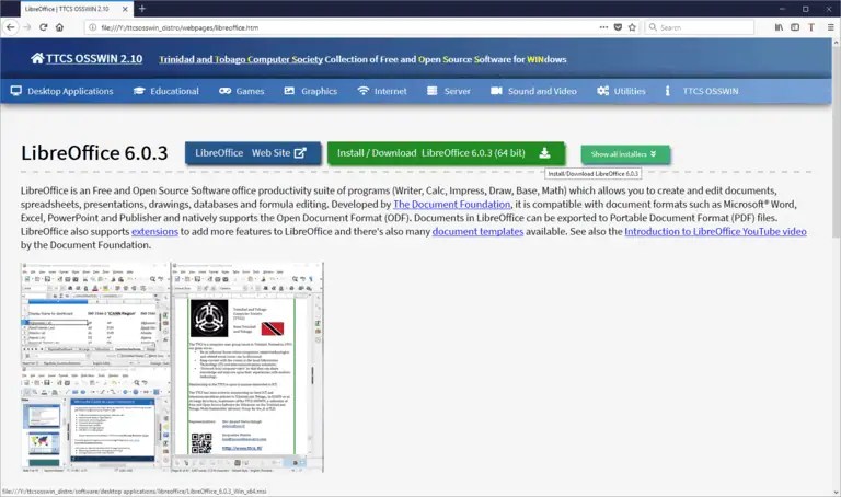 TTCS OSSWIN 2.3 a collection of Free and Open Source Software (#FOSS) for Windows available for download