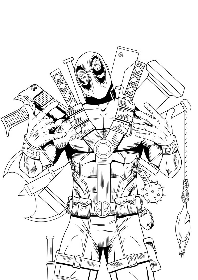Desenhos de marvel para colorir e pintar. Desenho de Deadpool Marvel para colorir - Tudodesenhos