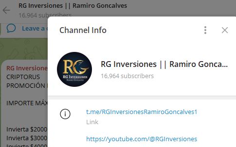 RG Inversiones Ramiro Goncalves - Listado de CANALES EN TELEGRAM de INVERSI&Oacute;N ESTAFA 2025