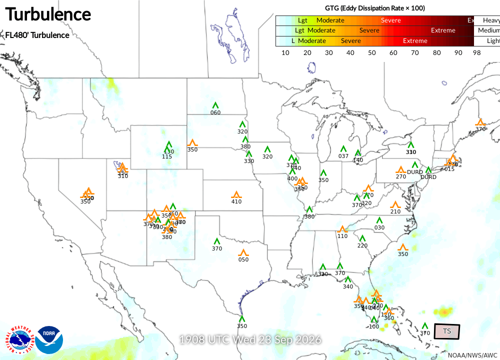 Maximum Turbulence Potential Turbulence Forecast 00 Turbulence 480 