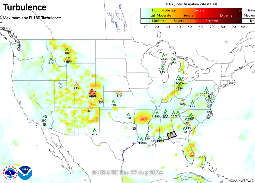 Maximum Turbulence Potential Turbulence Forecast 00 Turbulence Max 