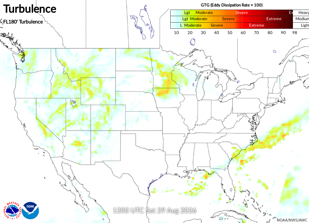 Maximum Turbulence Potential Turbulence Forecast 15 Turbulence 180 