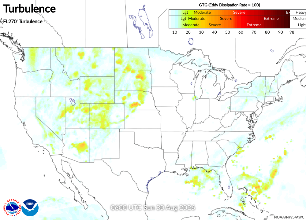 Maximum Turbulence Potential Turbulence Forecast 15 Turbulence 270 
