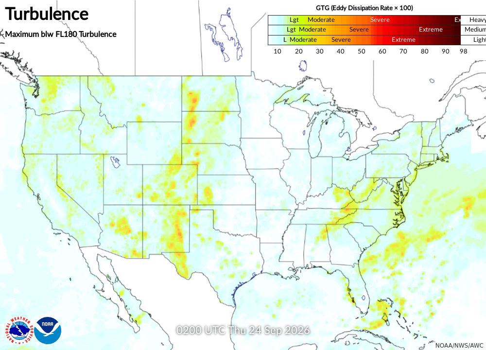 Maximum Turbulence Potential Turbulence Forecast 18 Turbulence Maxb 