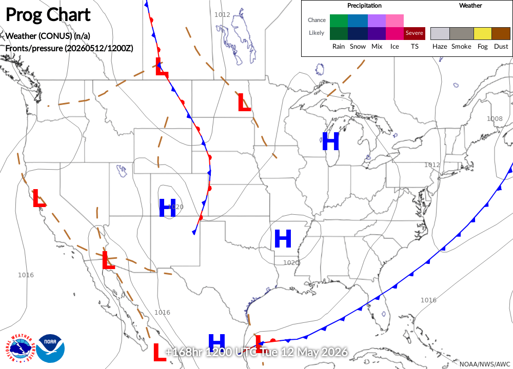 United States Weather Turbulence Forecast Surface Fcst168 