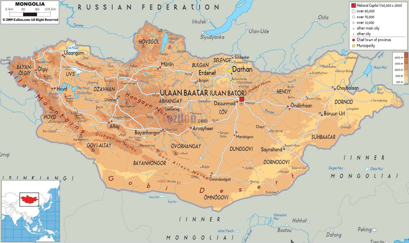 Largest Mongolian Cities Map Of Mongolia 