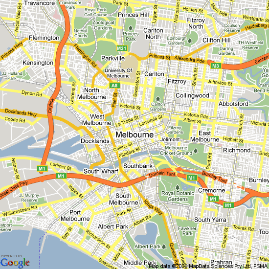 Melbourne Map Downtown Melbourne Map 