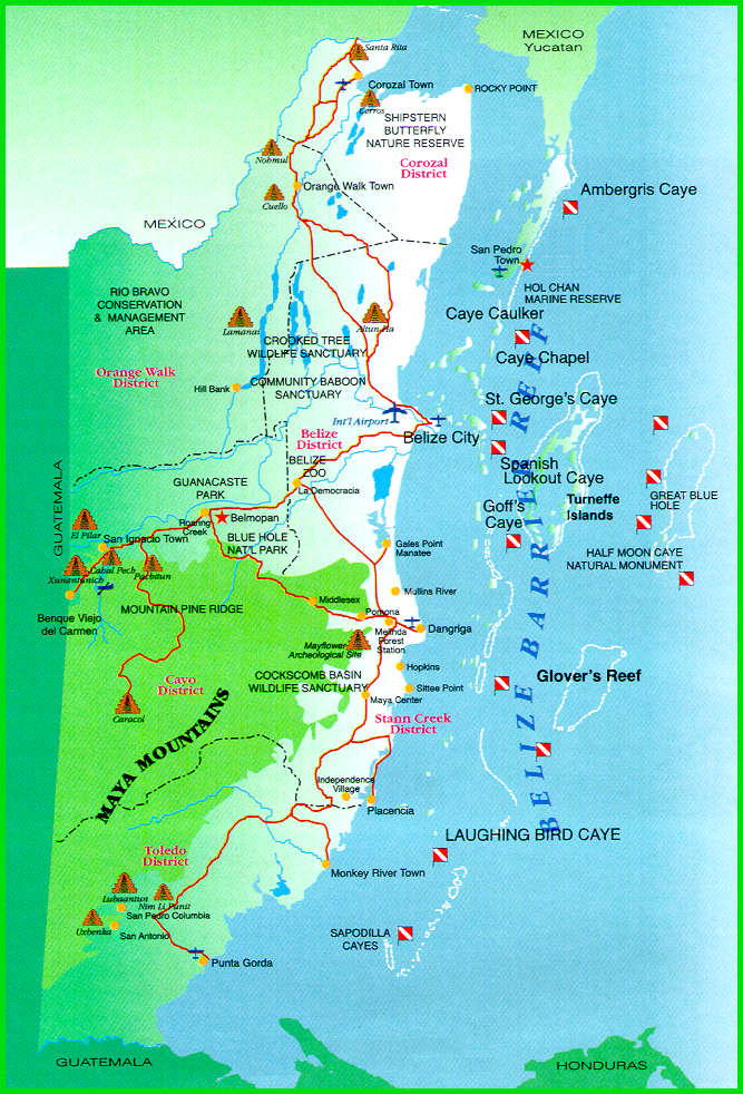 Belize Tourist Map Belize Tourist Map 