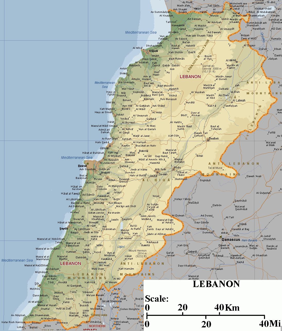 Lebanon Map Lebanon Physical Map 