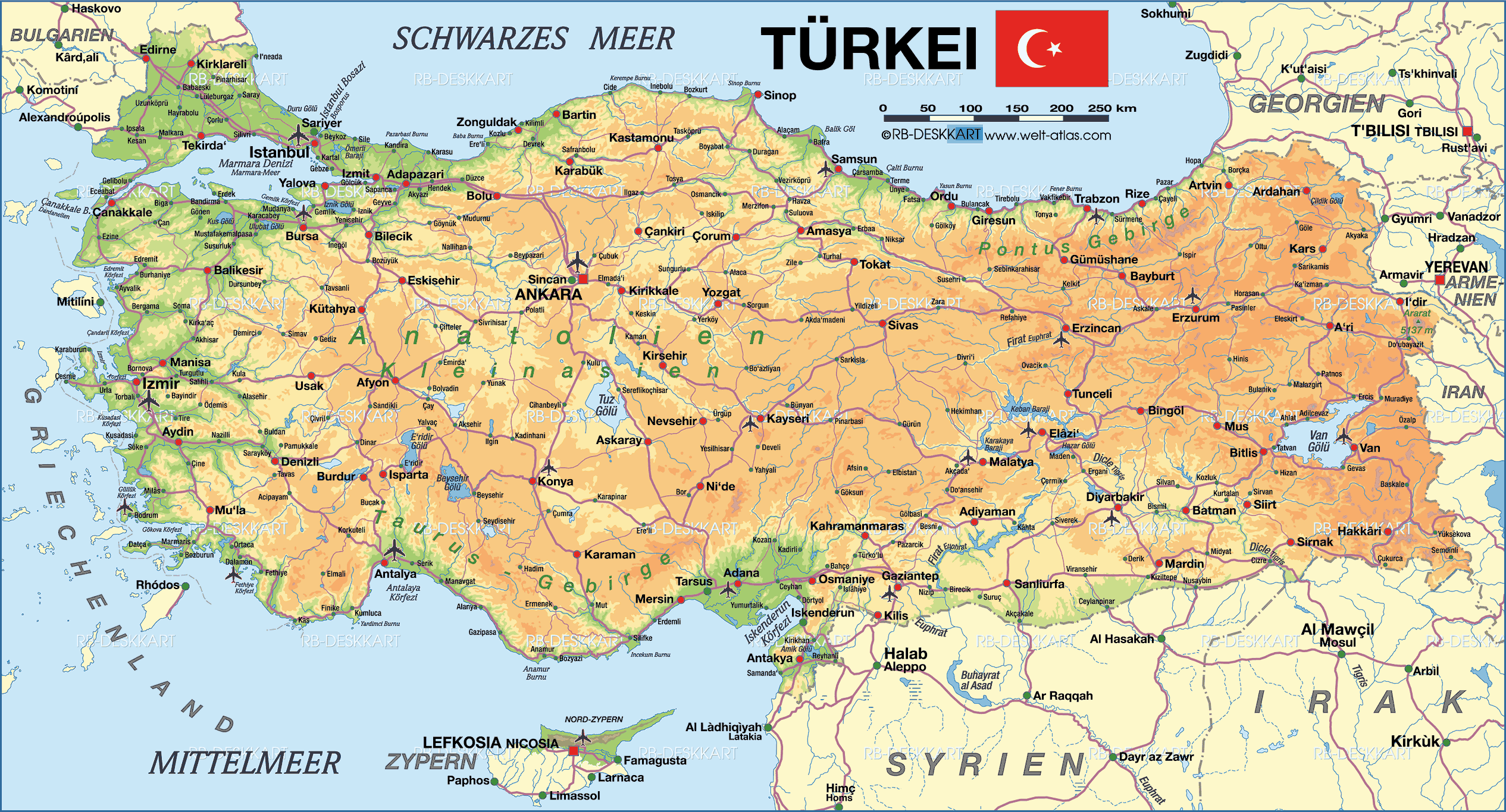 Map Of Turkey Turkey Map Physical 