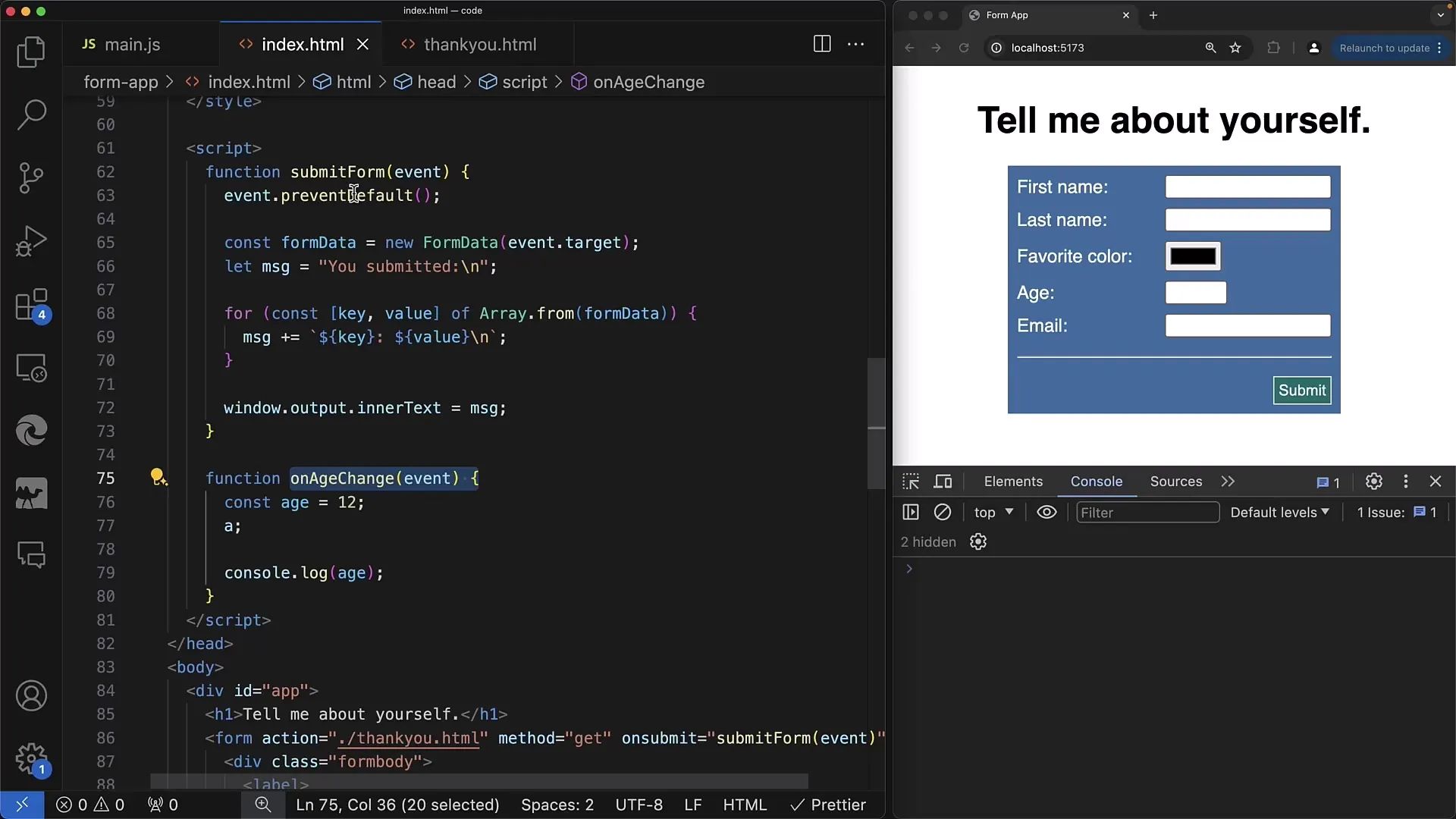 React to changes in input elements with JavaScript