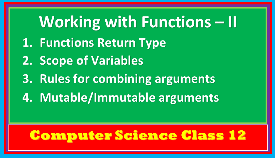 Python functions class XII