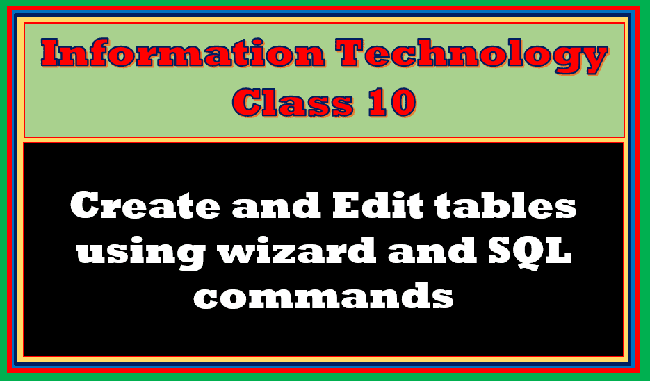 Create and Edit tables class 10