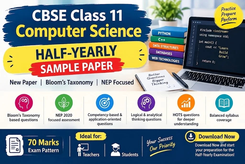 half yearly exam sample paper computer science class 11