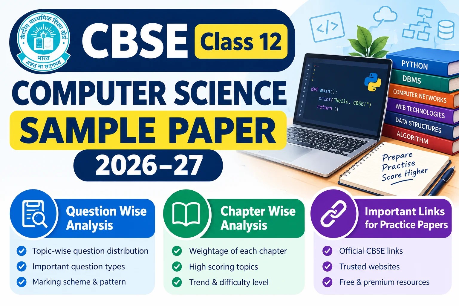 CBSE Class 12 Computer Science Sample Paper 2026 27
