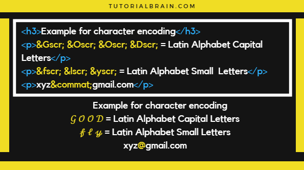 HTML Character Encoding Hexadecimals Tutorial TutorialBrain Html character encoding hexadecimals tutorial tutorialbrain