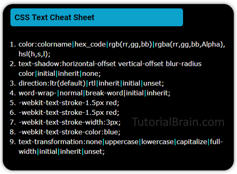 CSS Text — TutorialBrain