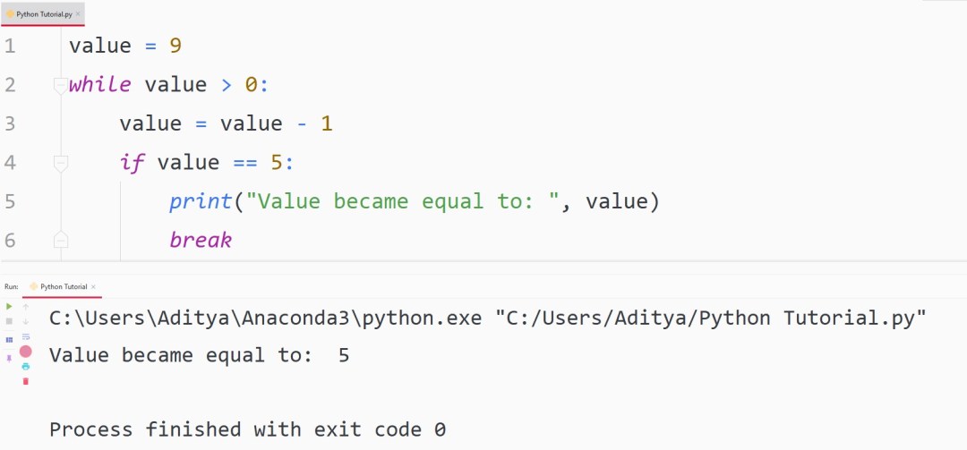 Python Break — TutorialBrain