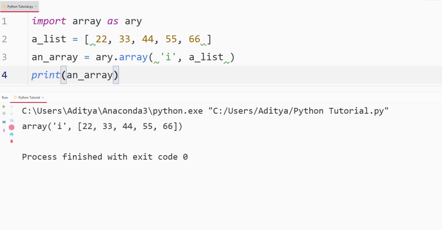 Python arrays — TutorialBrain