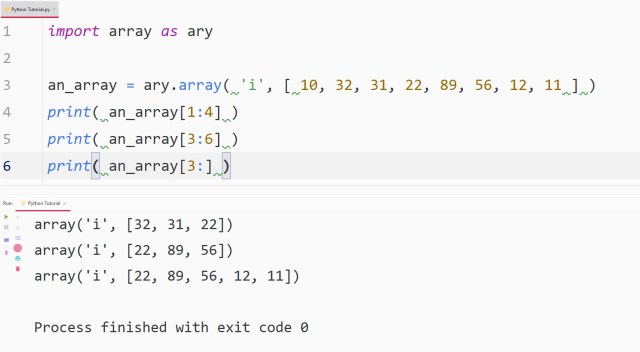 Python arrays — TutorialBrain
