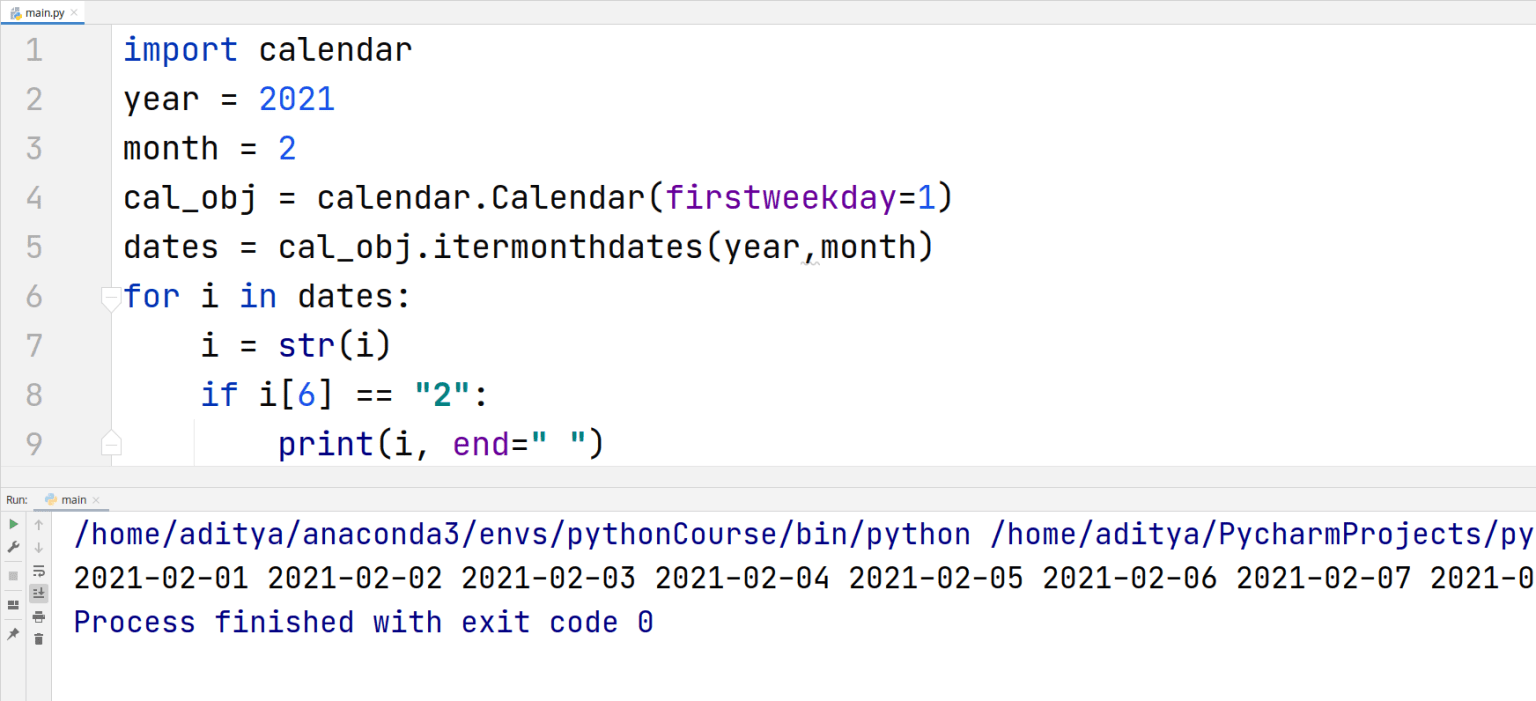Python Calendar — TutorialBrain