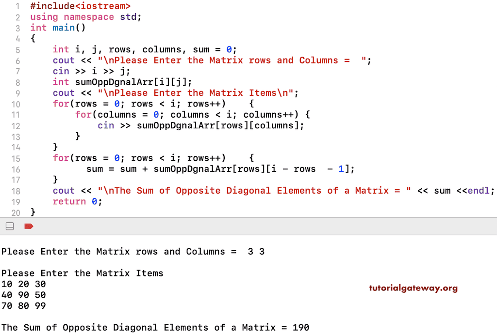 C Program To Find Sum Of Matrix Row And Column The task is to find the index of a row with the maximum sum.