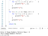 C Program To Print K Shape Number Pattern