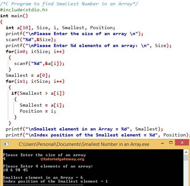 C Program To Find Minimum Value In An Array Programming Simplified 21First sort all the elements.