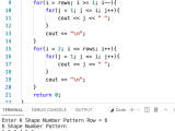C Program To Print K Shape Number Pattern