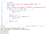 C Program To Print Square With Diagonal Numbers Pattern