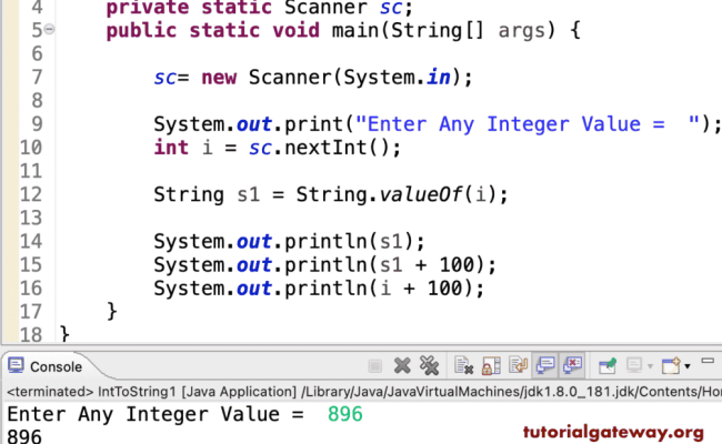 Java Program To Convert Int To String