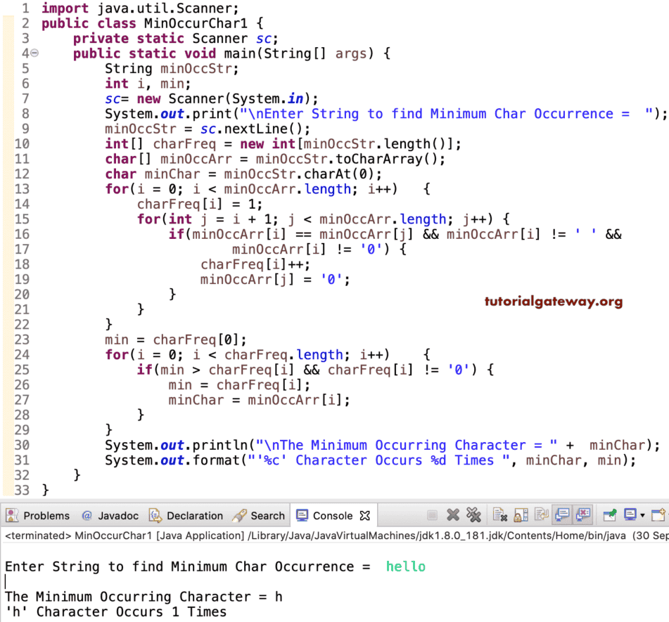 Java Program To Find The Occurrence Of A Character In A String My XXX.